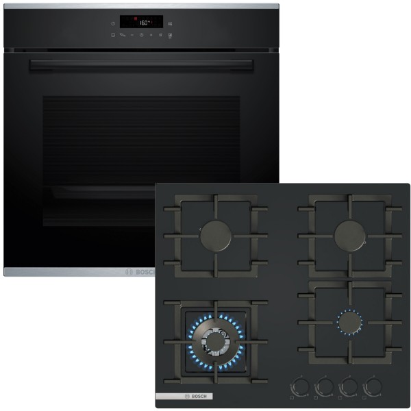 Фото - Комплект техніки Bosch Духова шафа + Варильна поверхня Bosch HBG272EB3 + PNK6B6P41R